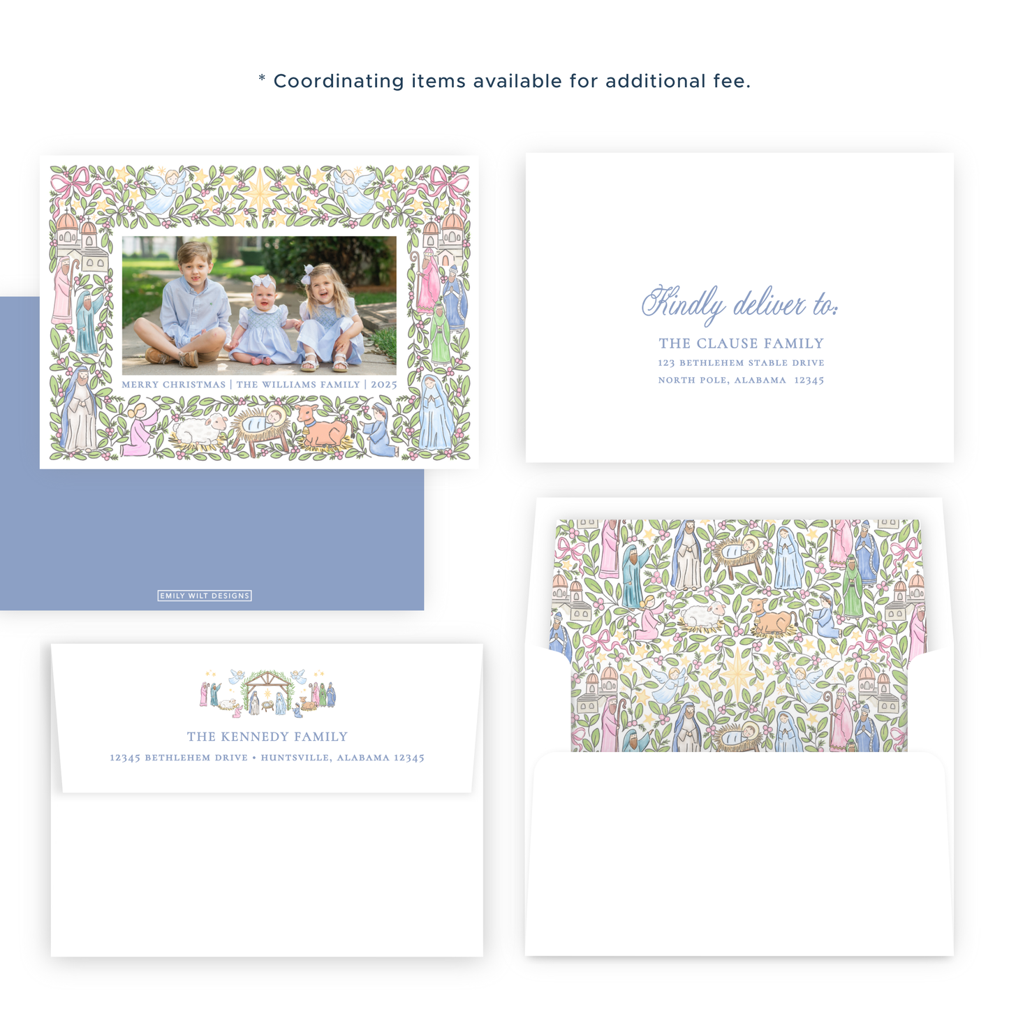 Christmas Photo Card - Festive Nativity Frame, Pastel - Landscape