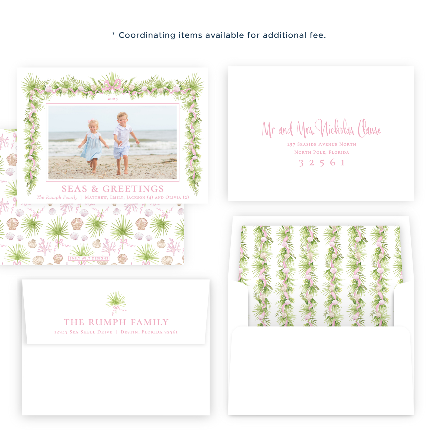 Christmas Photo Card - Holiday in the Sun, Pink - Landscape