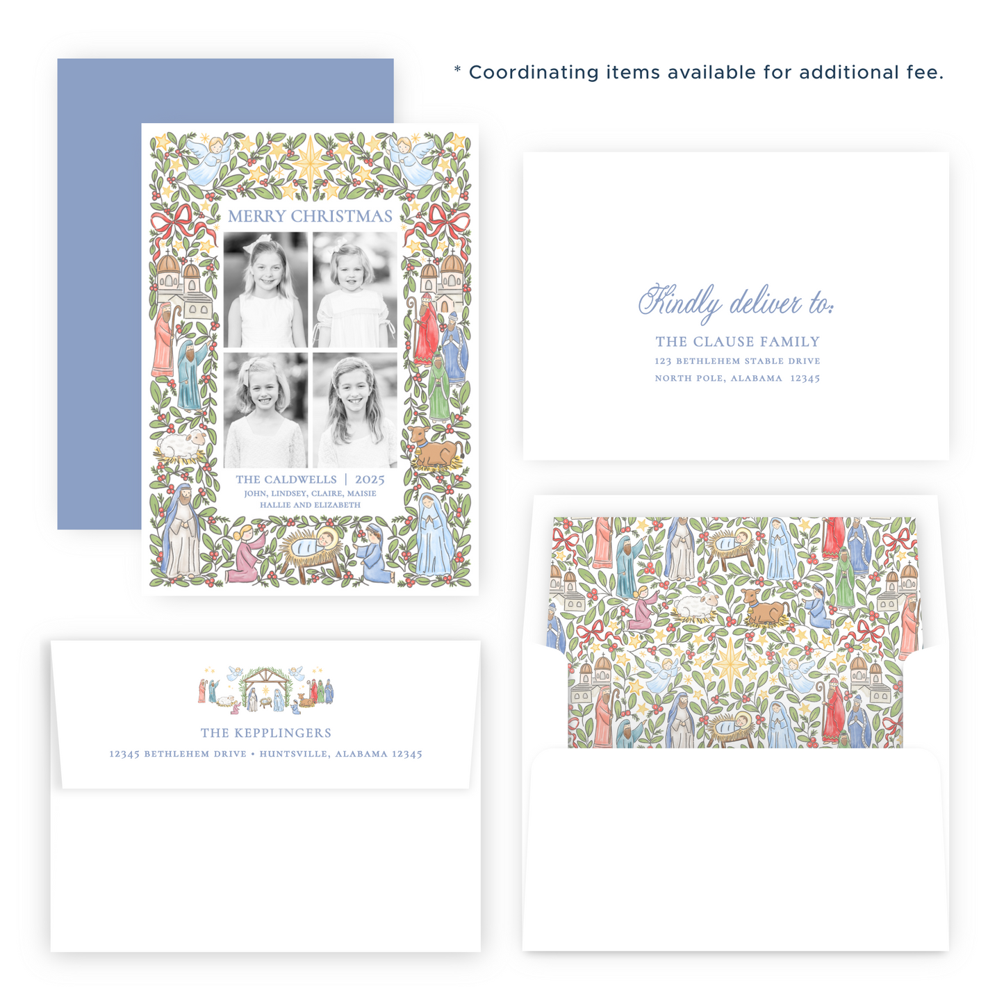 Christmas Photo Card - Festive Nativity Frame, 4 Photos - Portrait