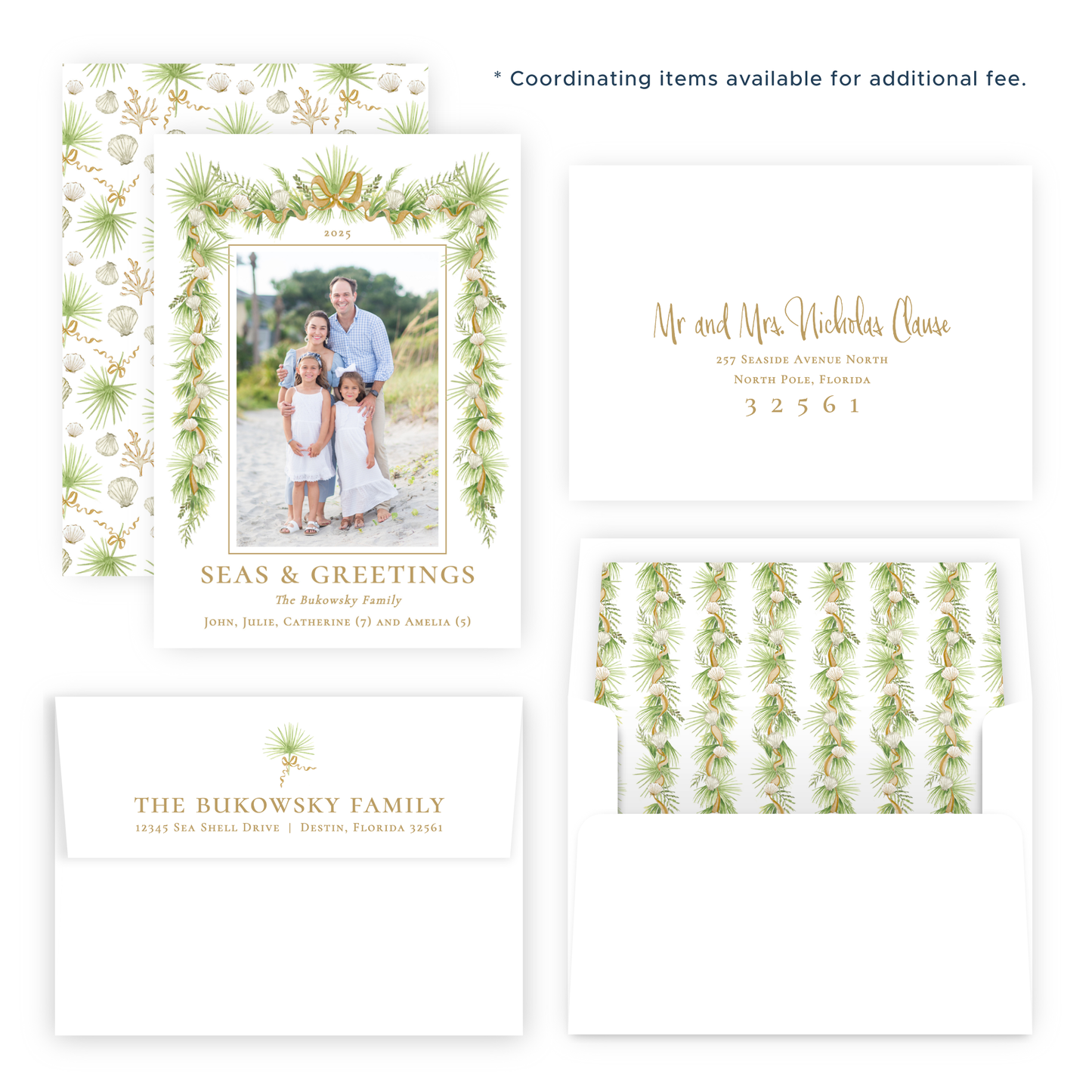 Christmas Photo Card - Holiday in the Sun, Gold - Portrait