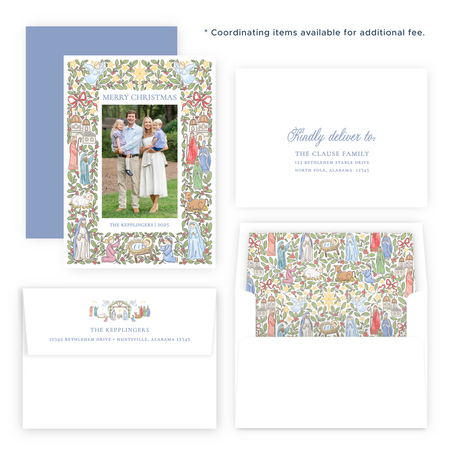 Christmas Photo Card - Festive Nativity Frame - Portrait