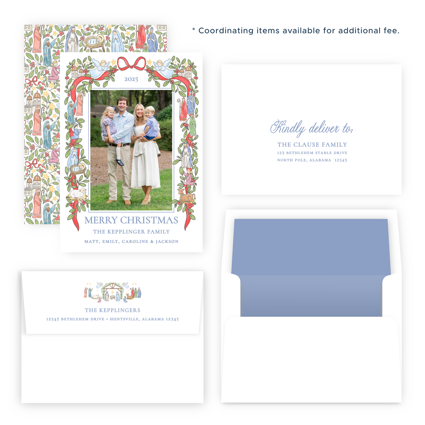 Christmas Photo Card - Festive Nativity Garland - Portrait