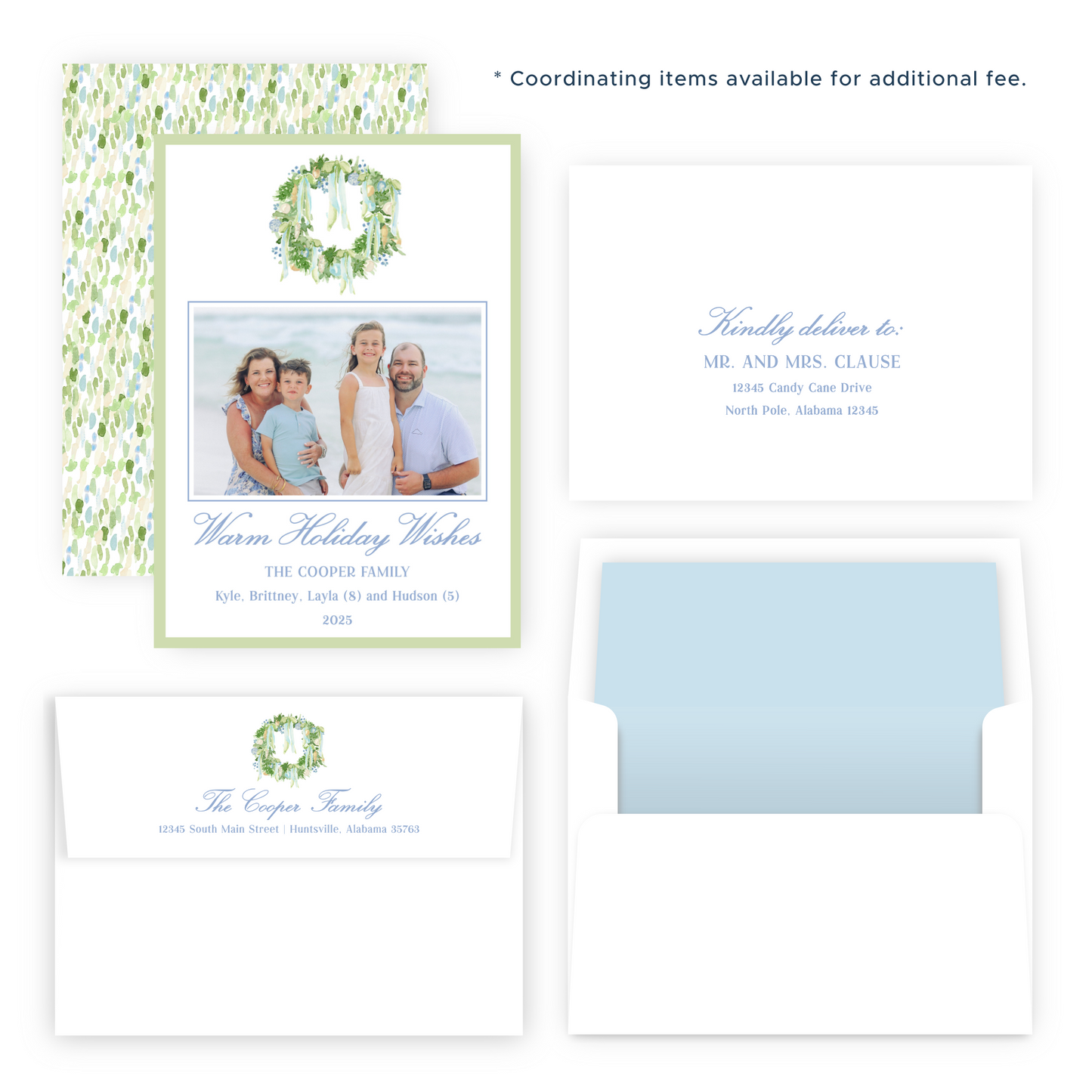 Christmas Photo Card - Luxe Noel Wreath - Portrait (Landscape Photo)