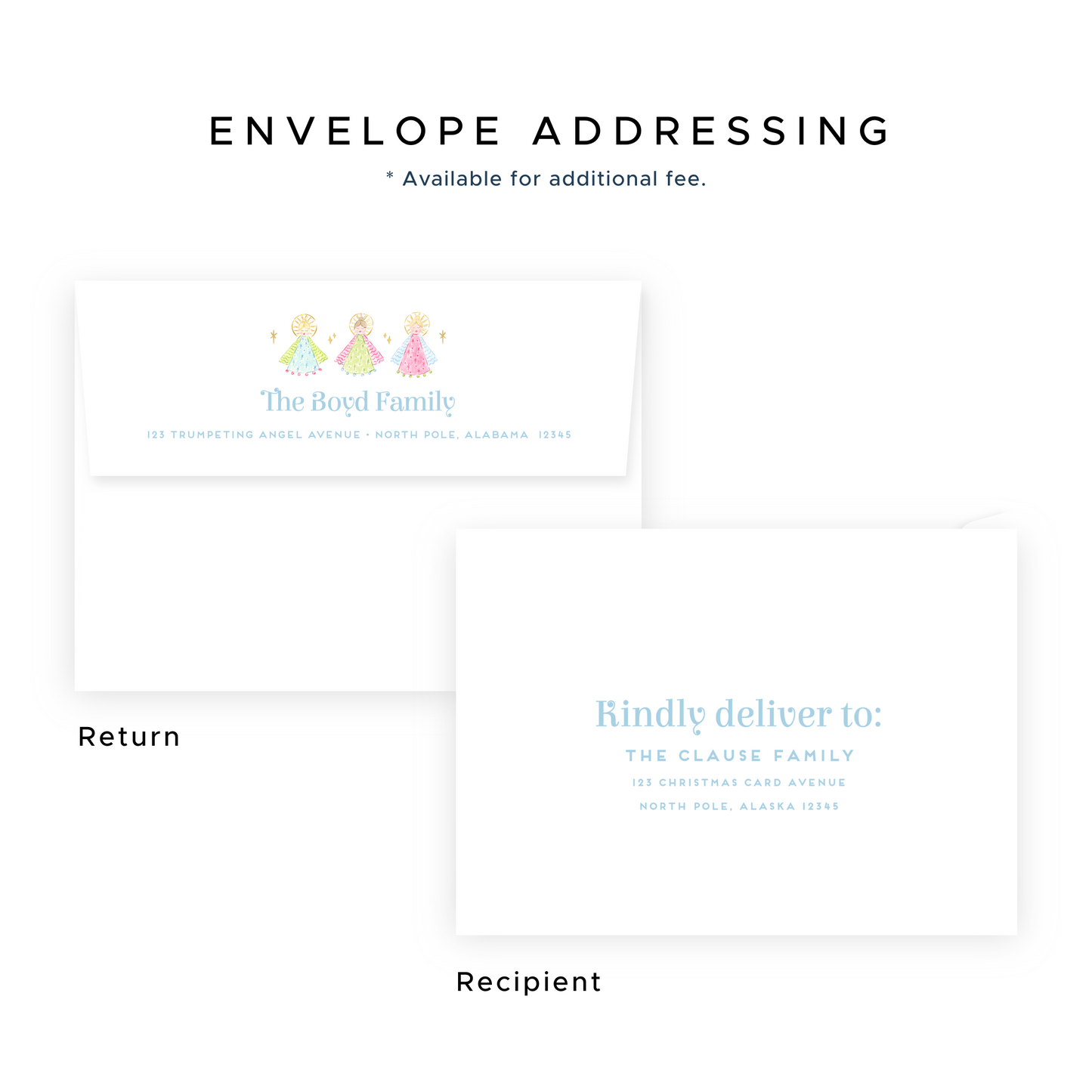 Christmas Photo Card - Christmas Angels, Blue - Portrait