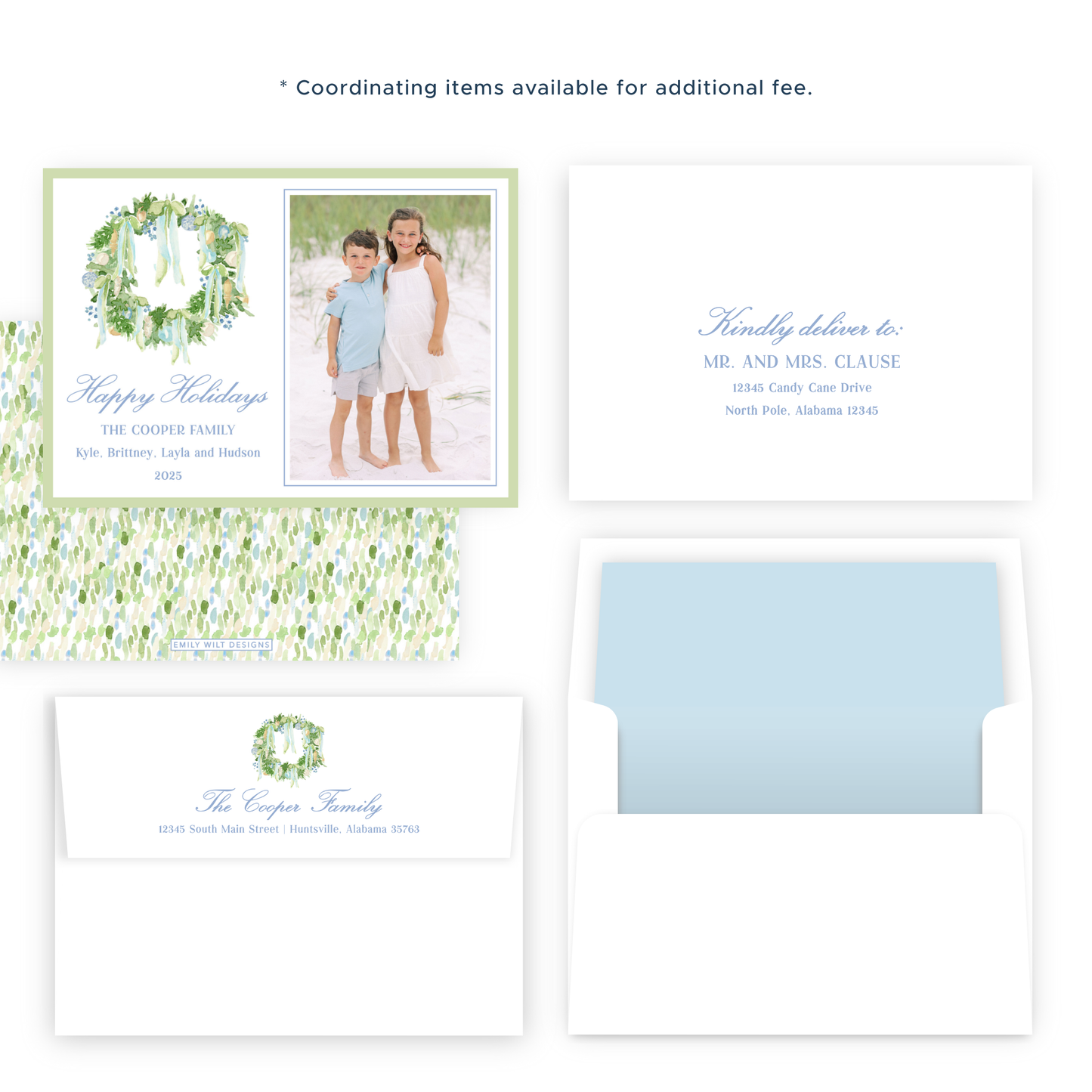 Christmas Photo Card - Luxe Noel Wreath - Landscape (Portrait Photo)