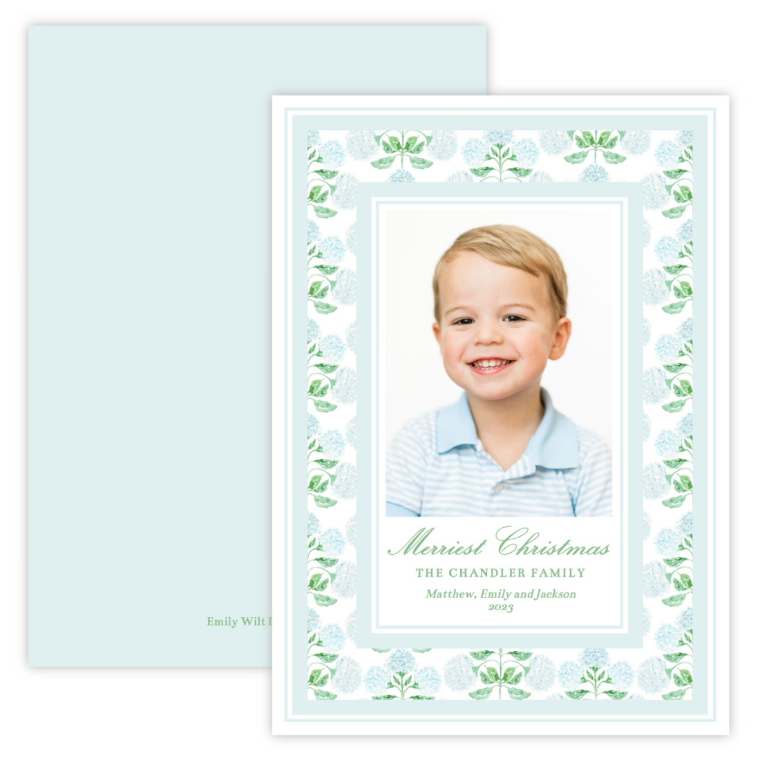 Christmas Photo Card - Hydrangea Frame (Portrait)