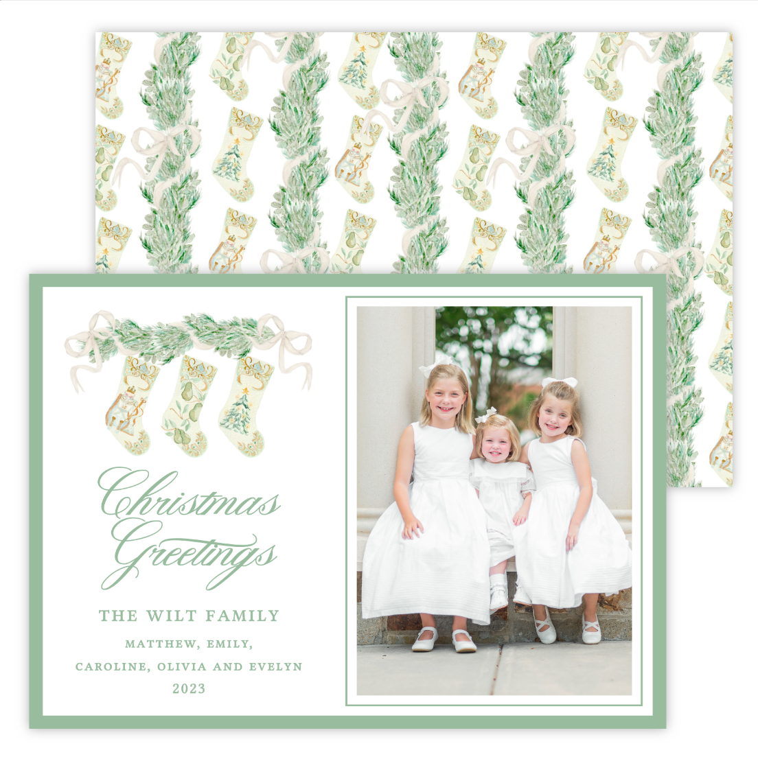 Christmas Photo Card - Mantel in Bedford, Stockings (Portrait Photo)