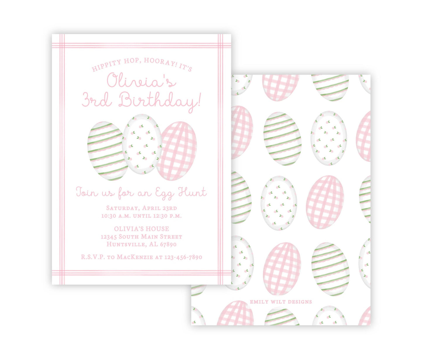 Easter Egg Hunt Birthday invitations (Pink)