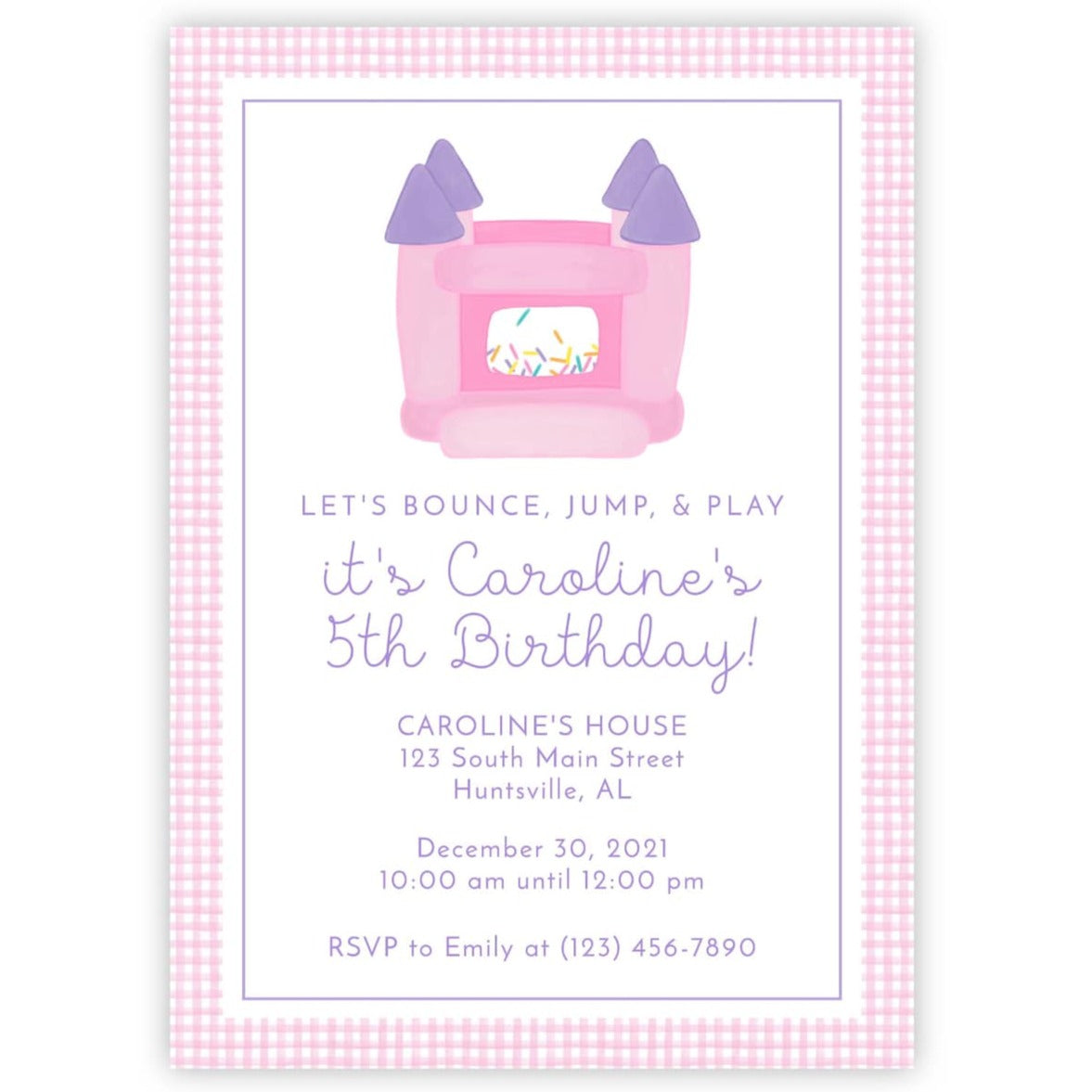 Bounce House Birthday Party Invitations - Pink
