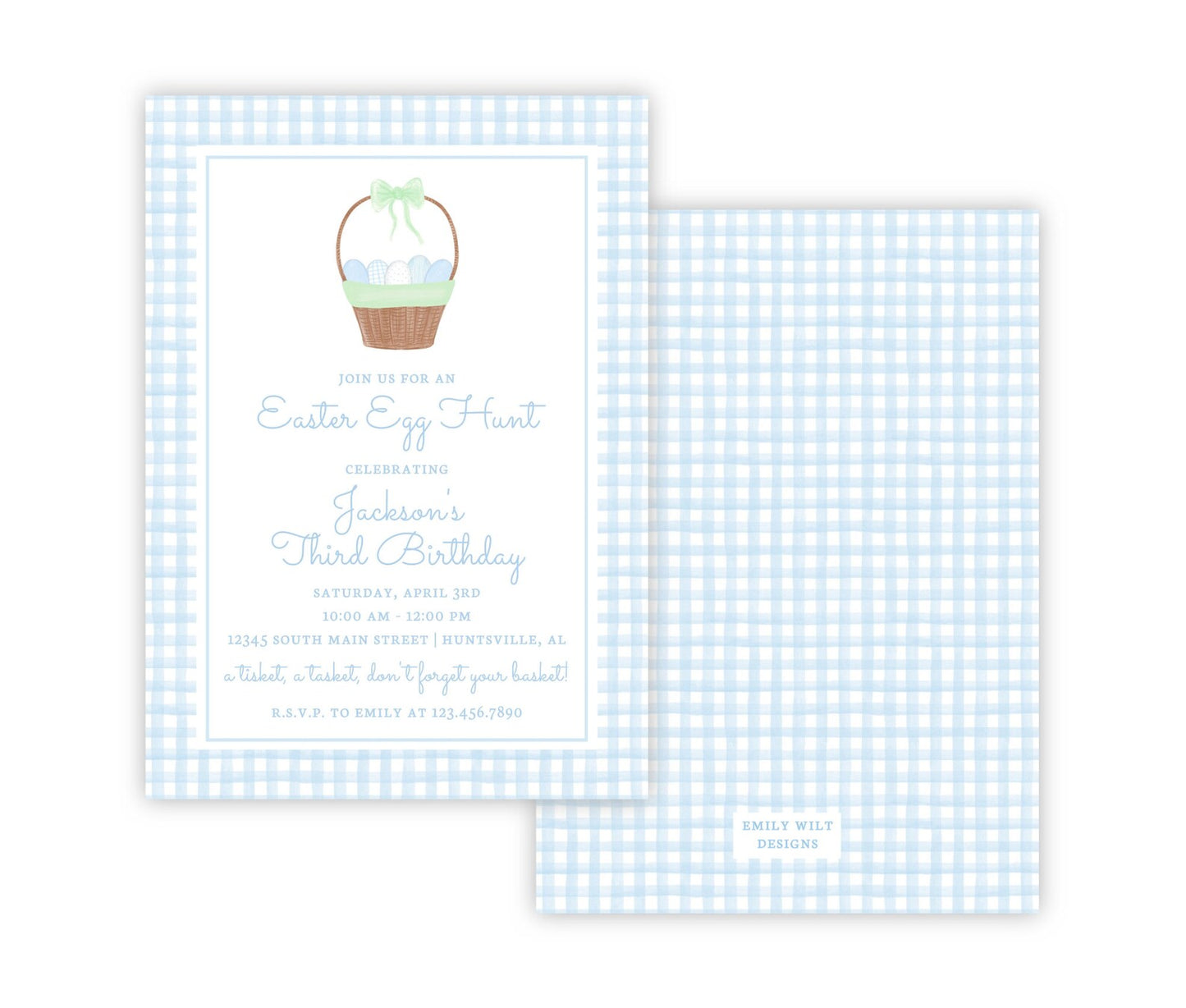 Easter Egg Hunt Birthday invitations (Blue)
