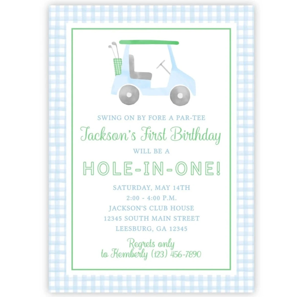 Golf First Birthday Invitations