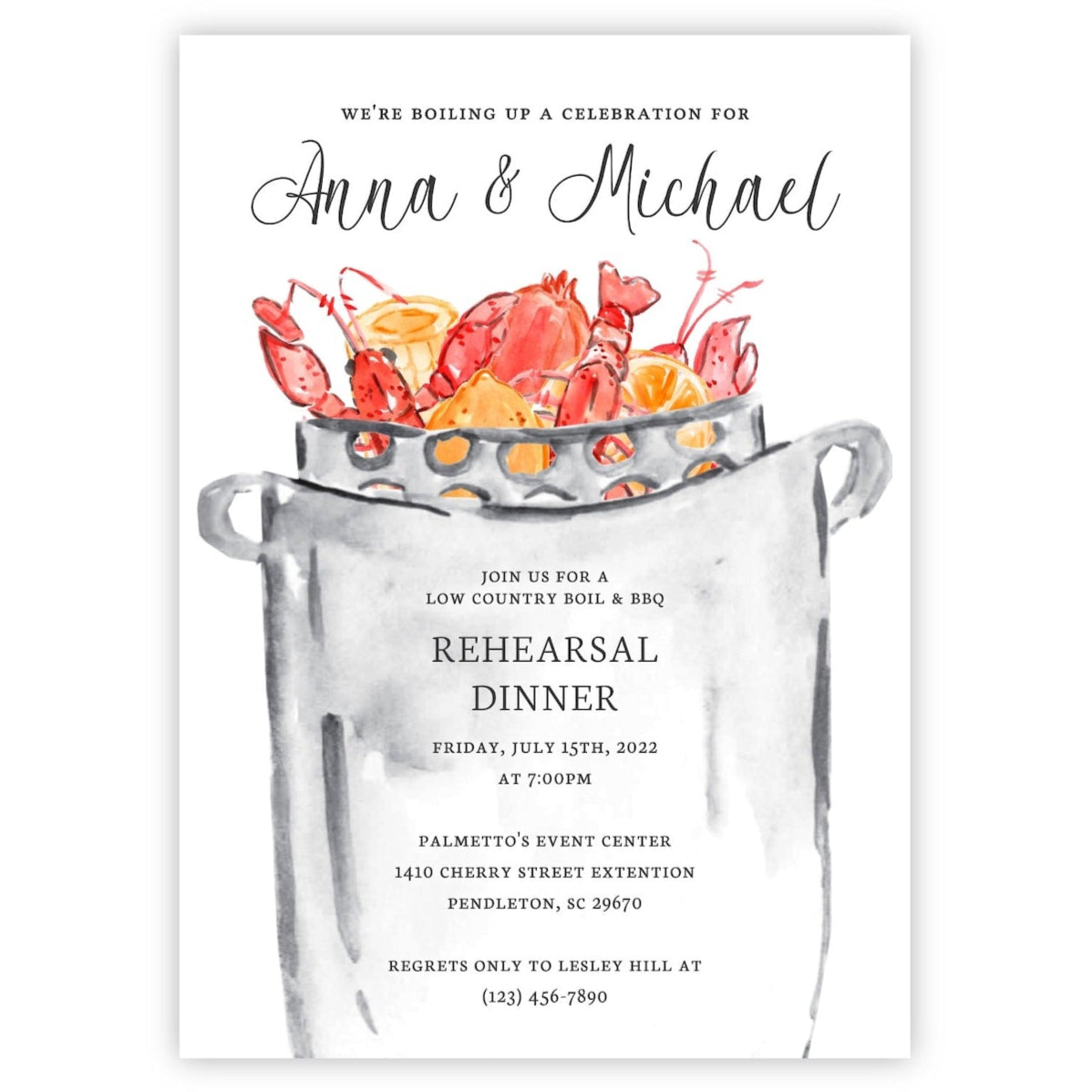Low Country Boil Rehearsal Dinner Invitations