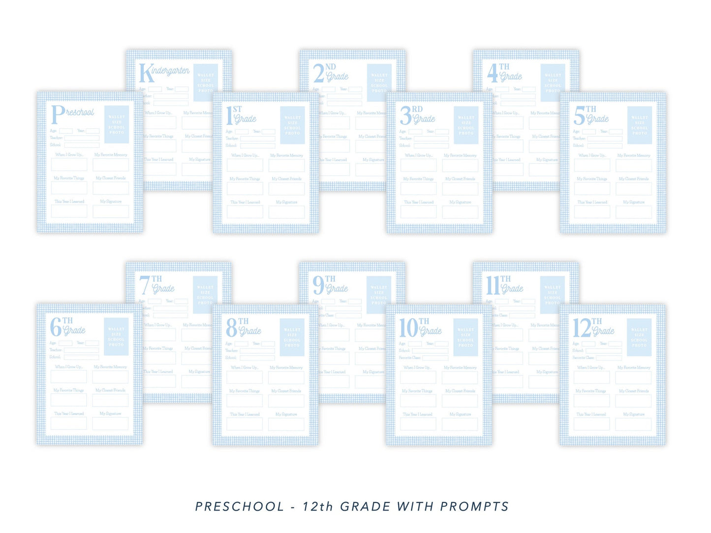 PRINTABLE Blank School Memory Book Pages (Blue)