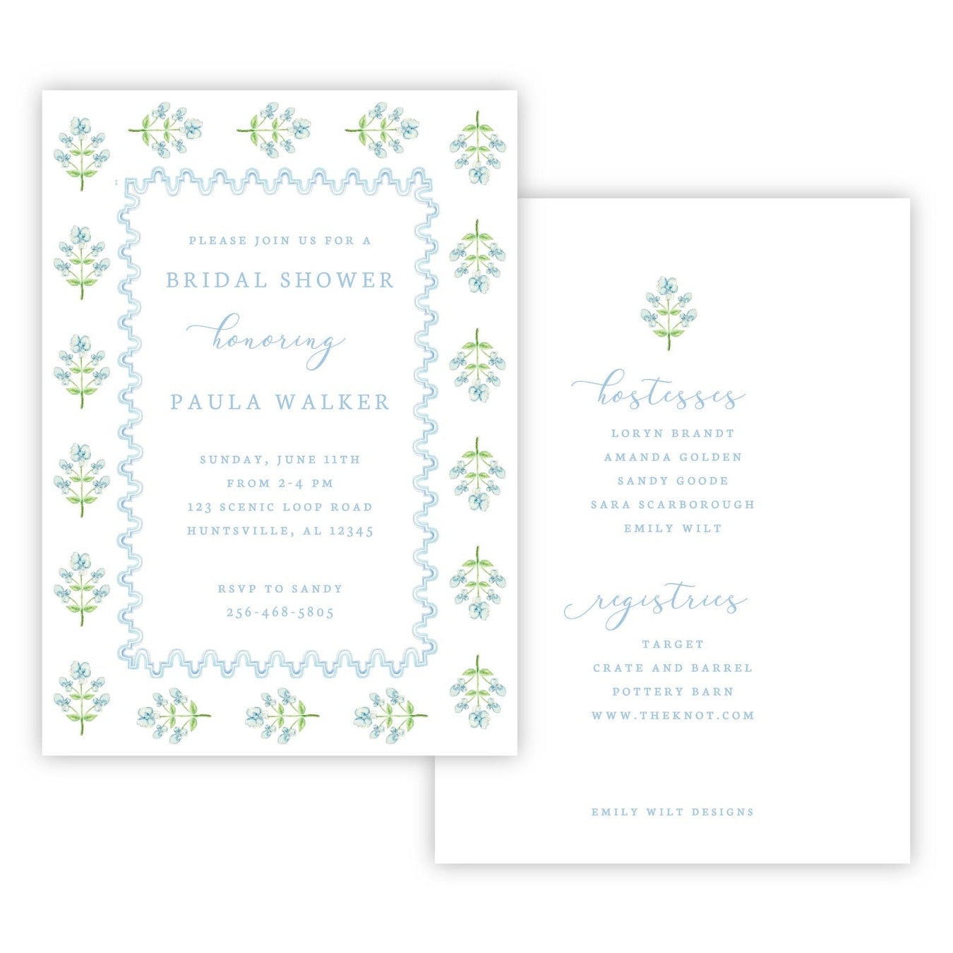 Coastal Elegance Bridal Shower Invitations (Blue)