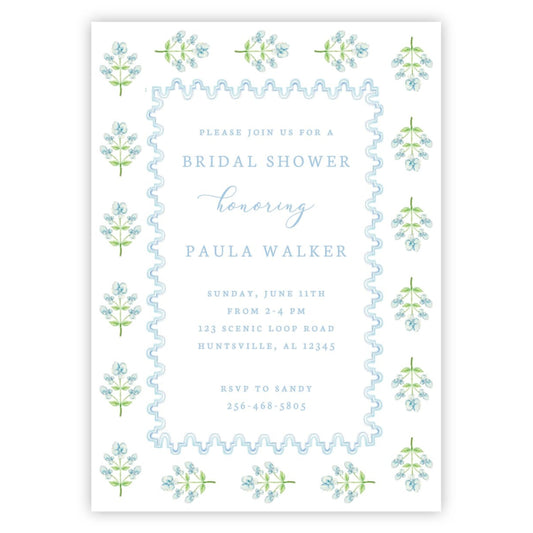 Coastal Elegance Bridal Shower Invitations (Blue)