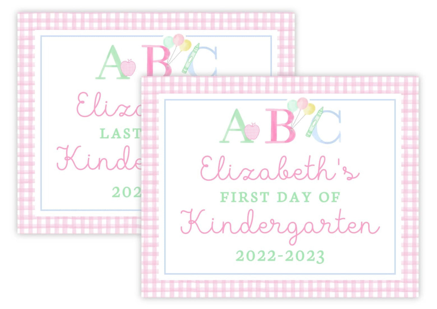 Personalized First and Last Day of School Sign - ABC (Pink)