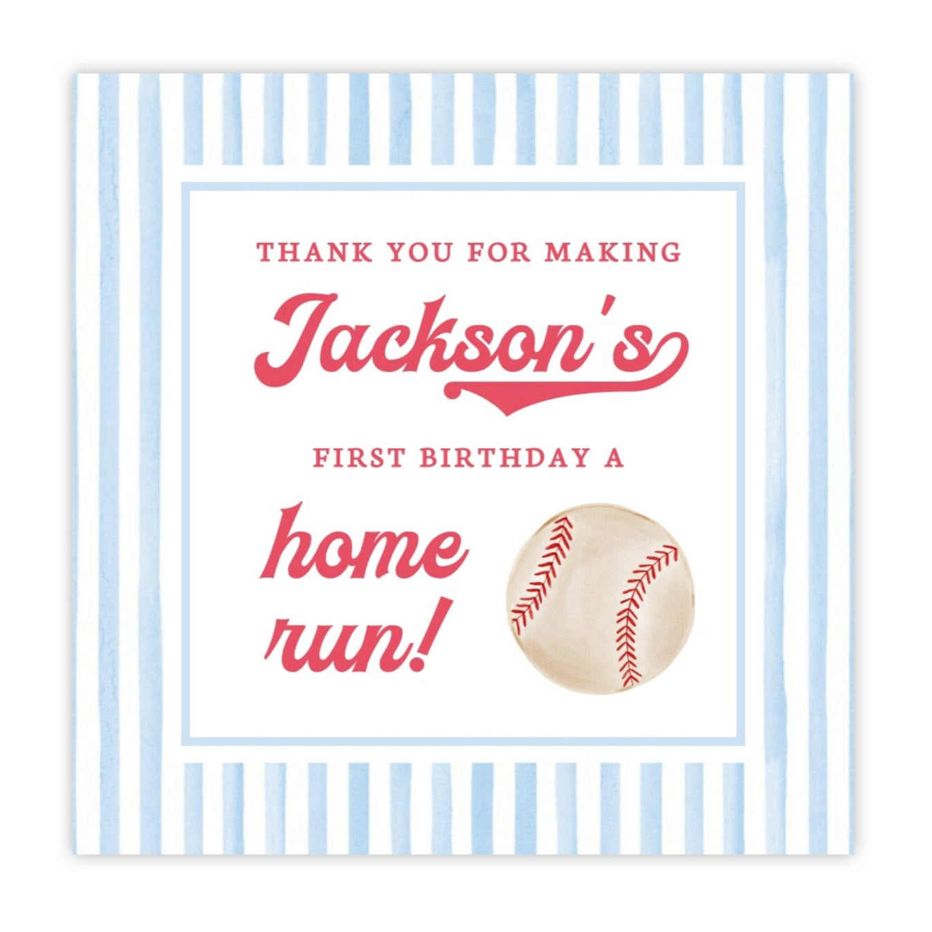 Baseball First Birthday Party Favor Tags
