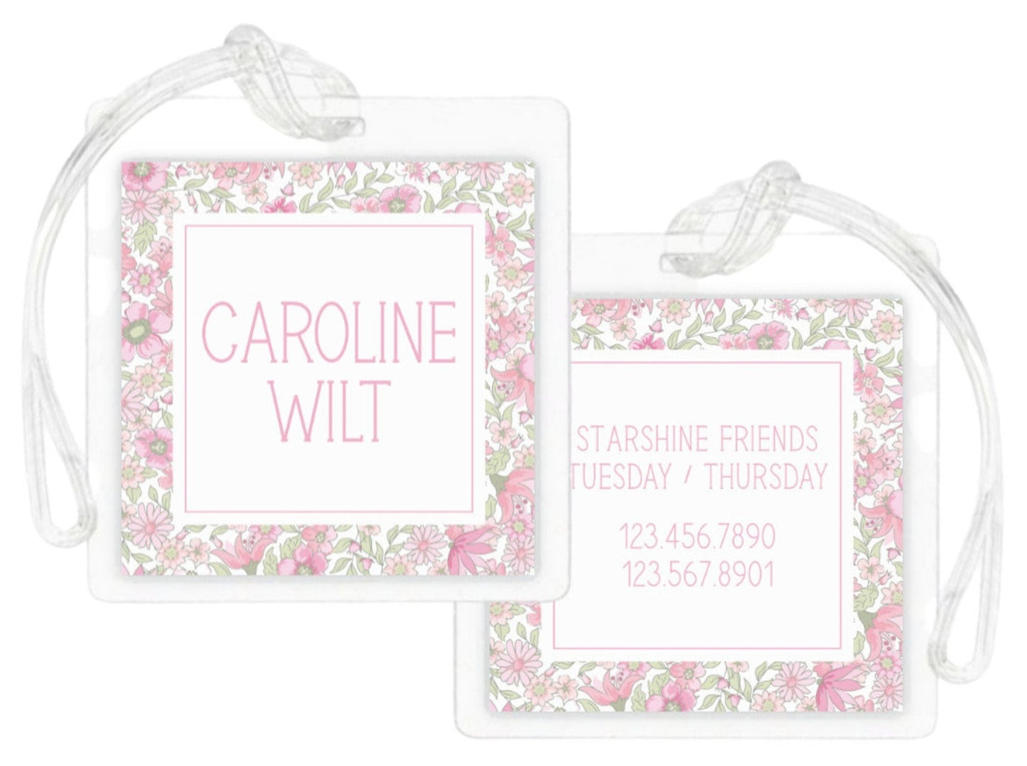 Laminated Bag Tag - Ditsy Floral (Pink)