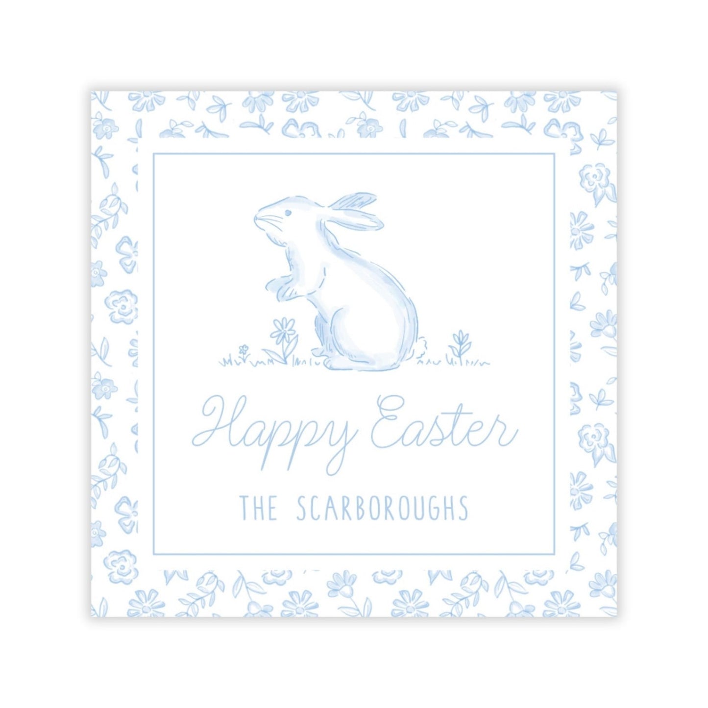 Ditsy Floral Bunny Easter Gift Tags (Blue)