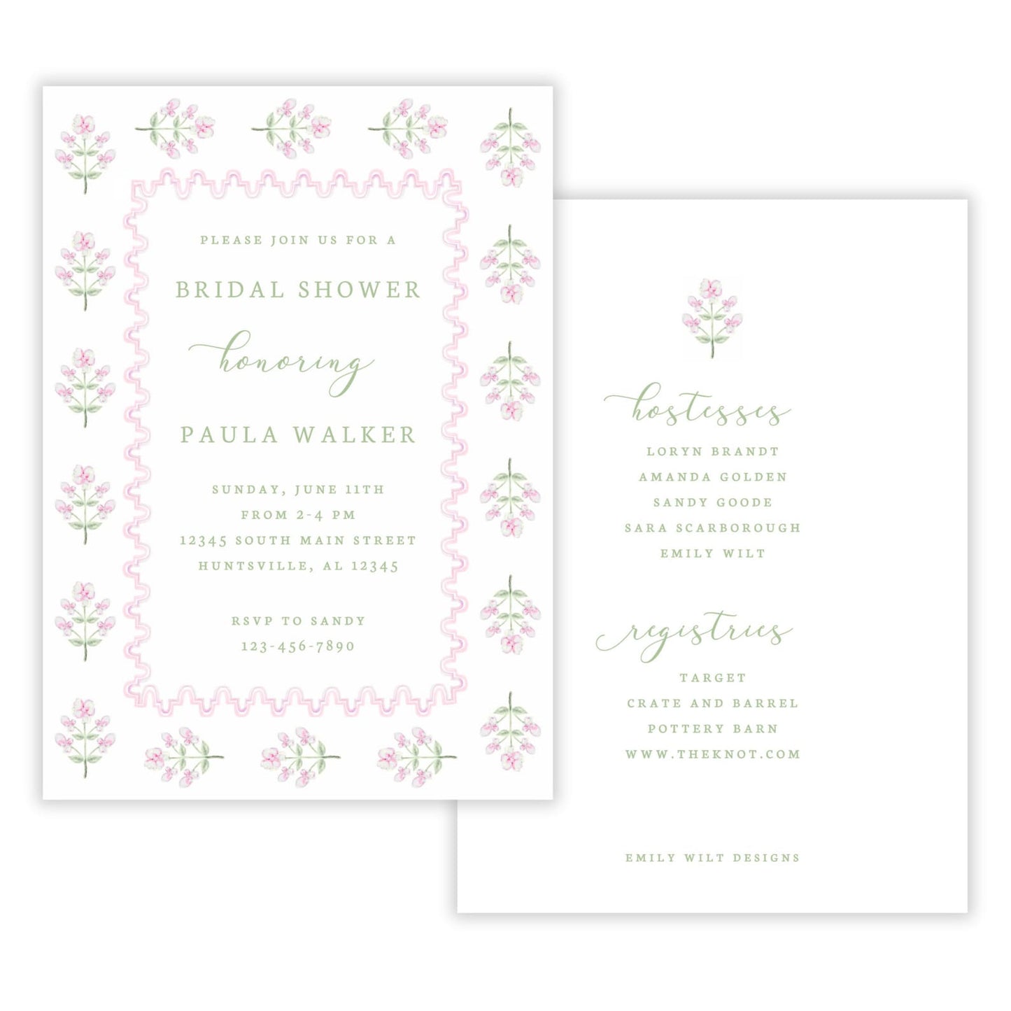 Coastal Elegance Bridal Shower Invitations (Pink)