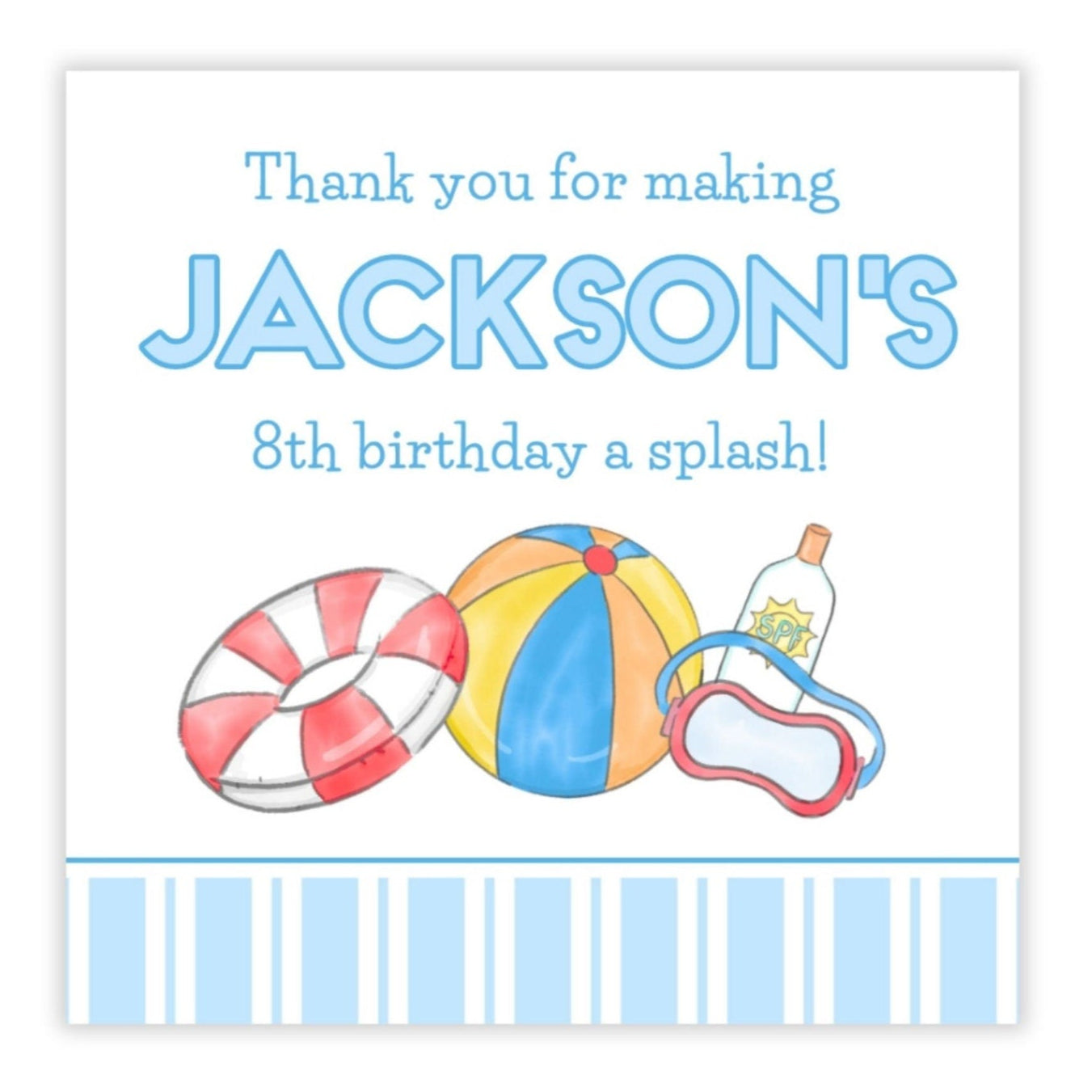 Pool Birthday Party Favor Tags (Blue)