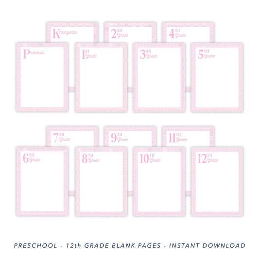 PRINTABLE Blank School Memory Book Pages (Pink)