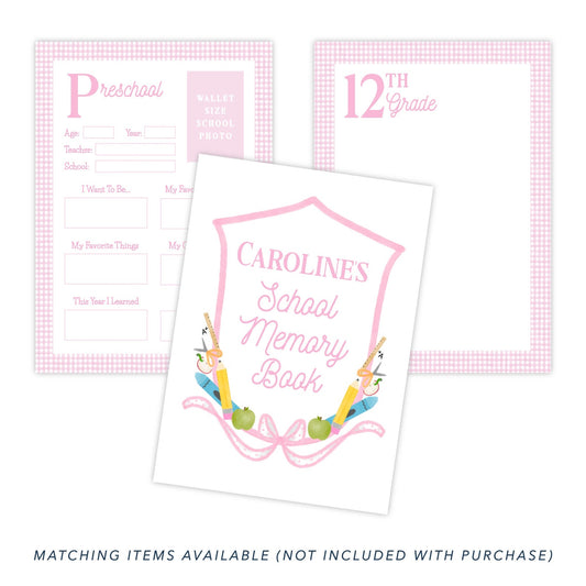 PRINTABLE School Memory Book Cover Page Template (Pink)