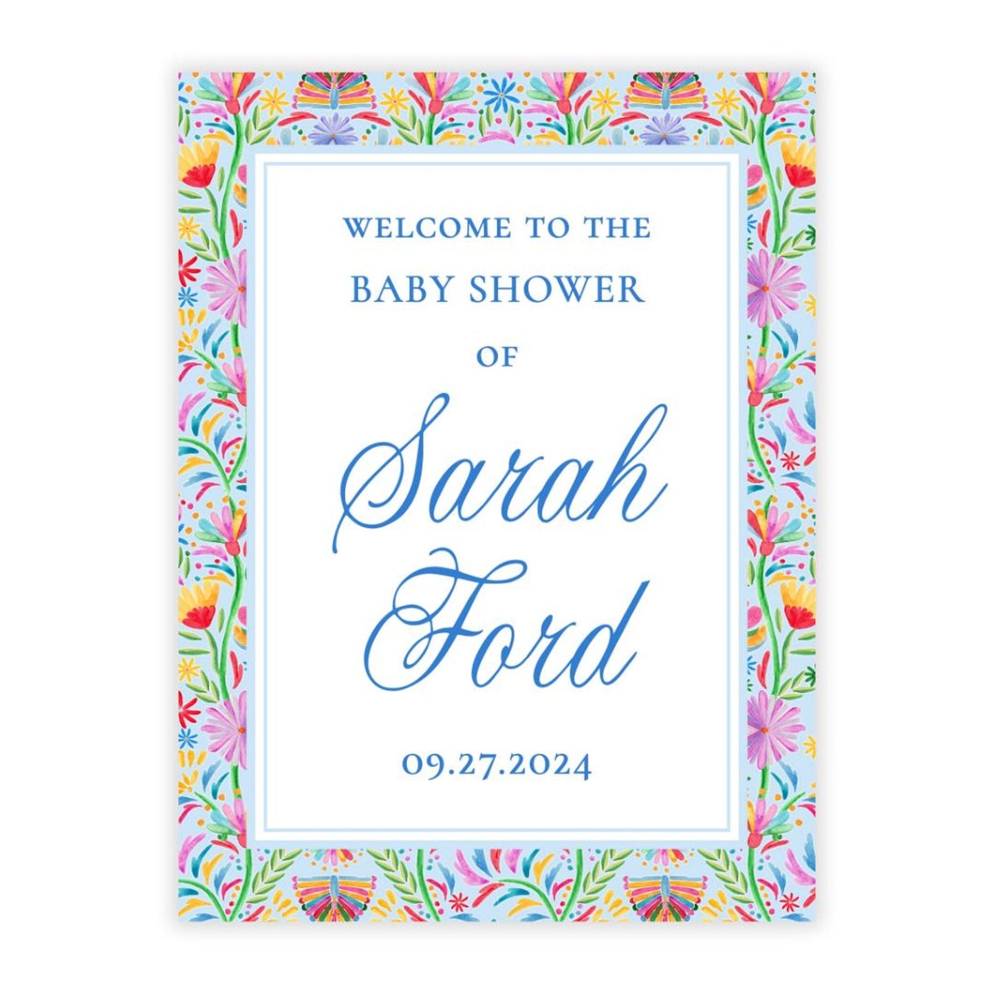 Fiesta Baby Shower Welcome Sign PDF File (Blue)