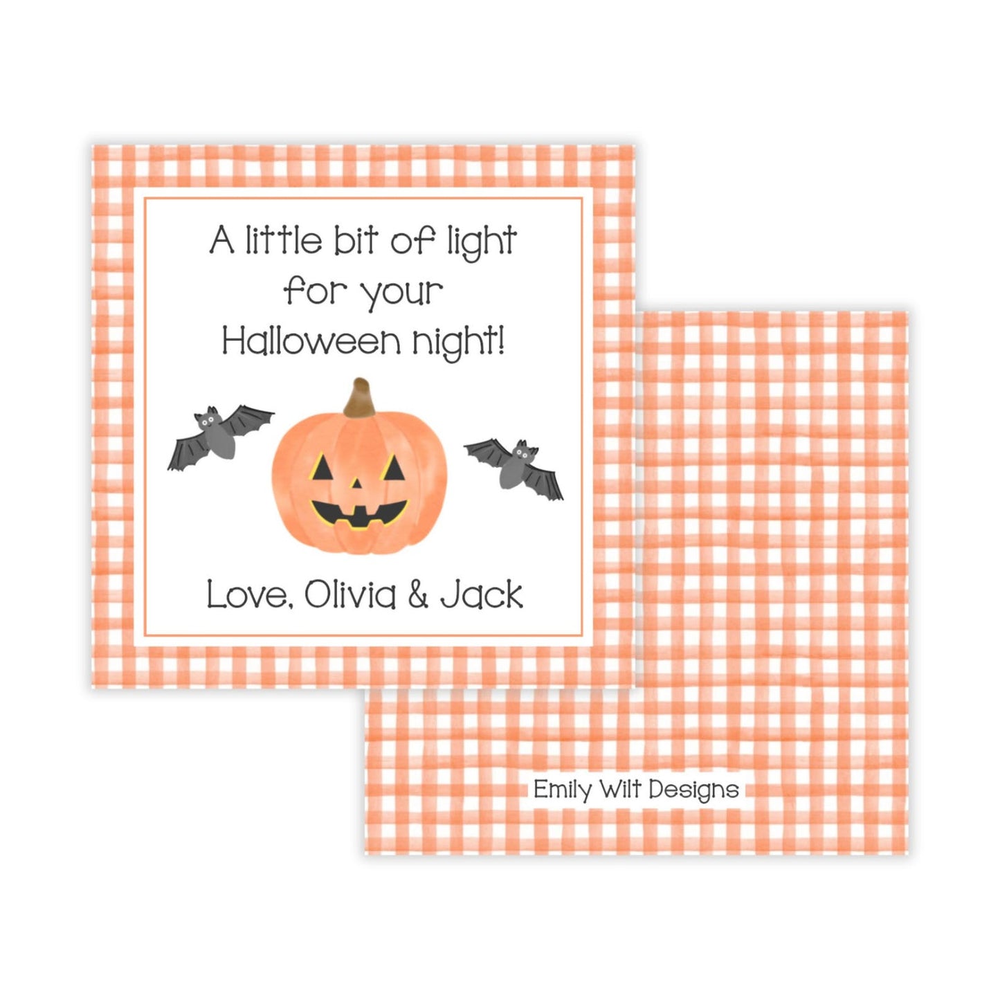 Kids Halloween Tags or Stickers - Little Light (Orange)