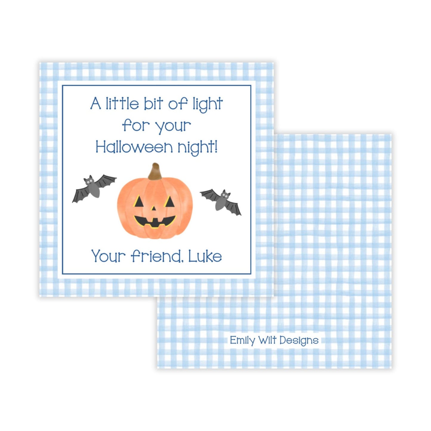 Kids Halloween Tags or Stickers - Little Light (Blue)