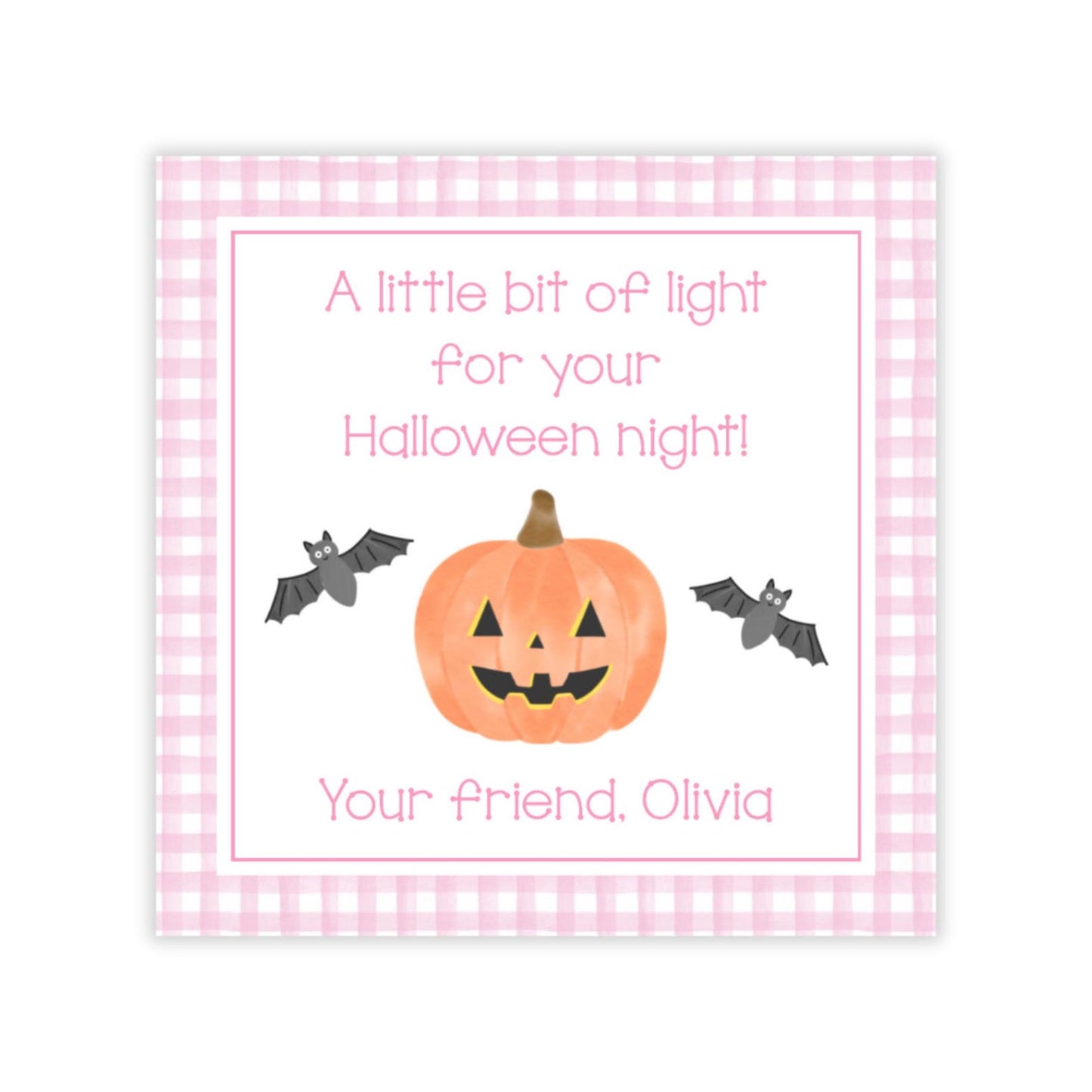 Kids Halloween Tags or Stickers - Little Light (Pink)