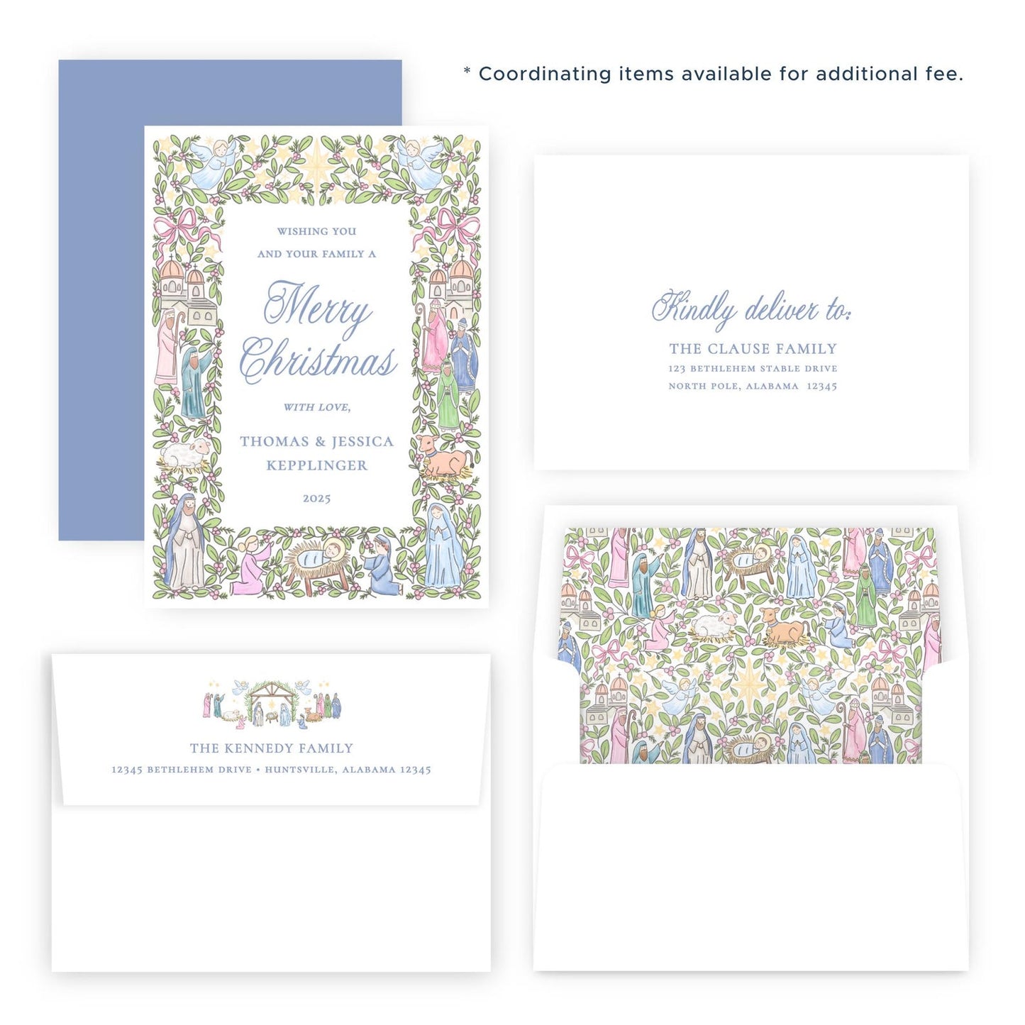 Non Photo Christmas Card - Festive Nativity Frame Pastel