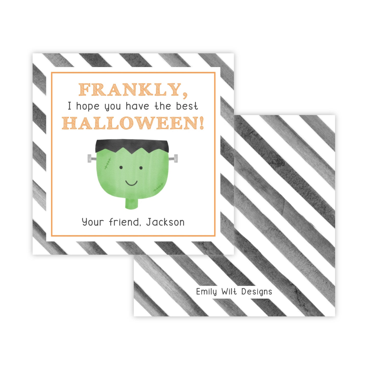 Kids Halloween Tags or Stickers - Frankenstein