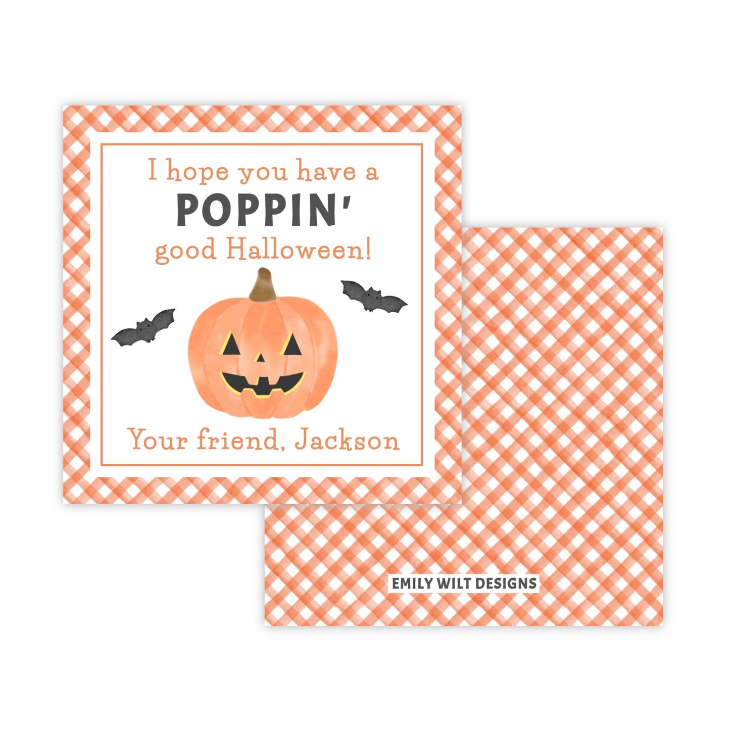 Kids Halloween Tags or Stickers - Poppin Halloween (Orange)