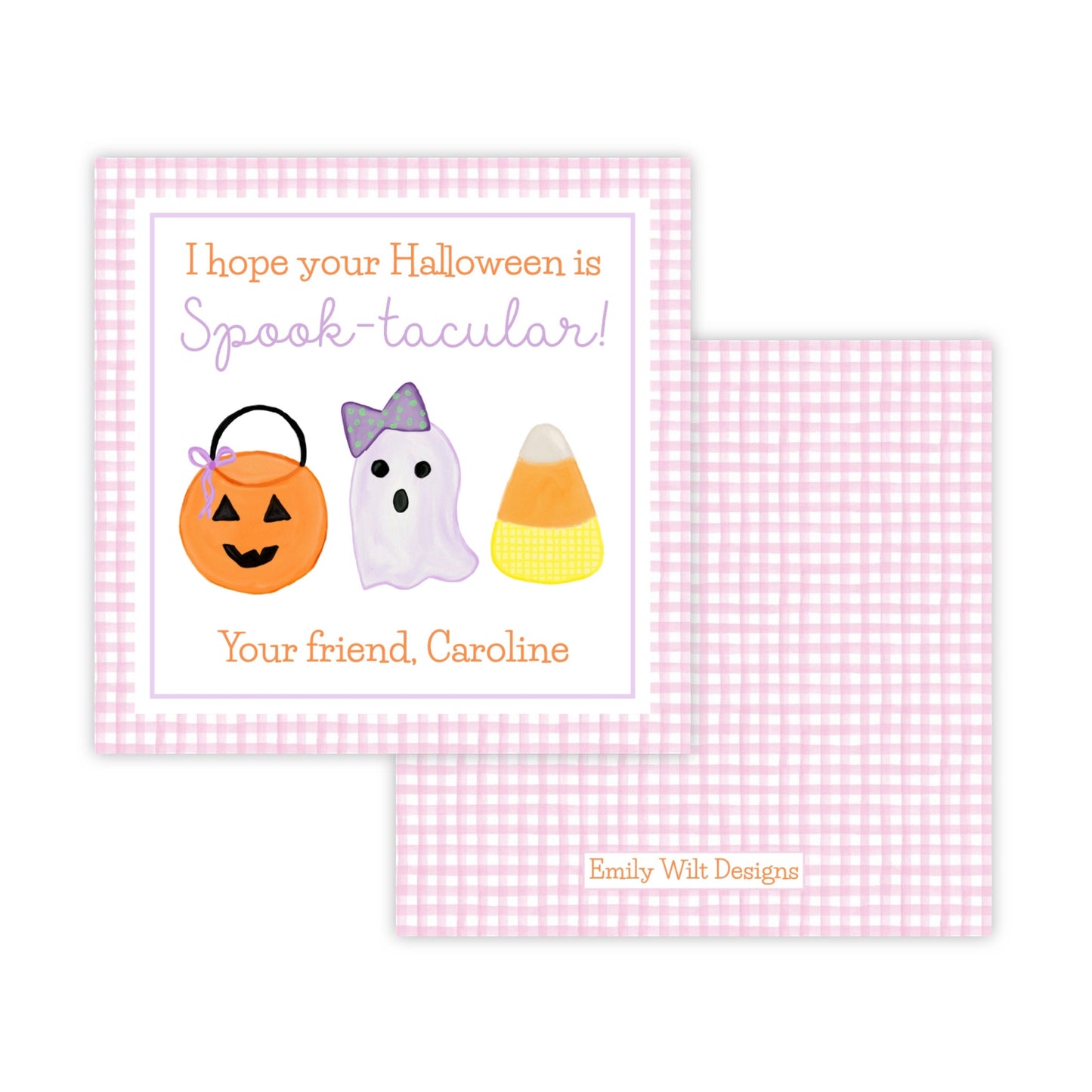 Kids Halloween Tags or Stickers - Spooktacular (Pink)