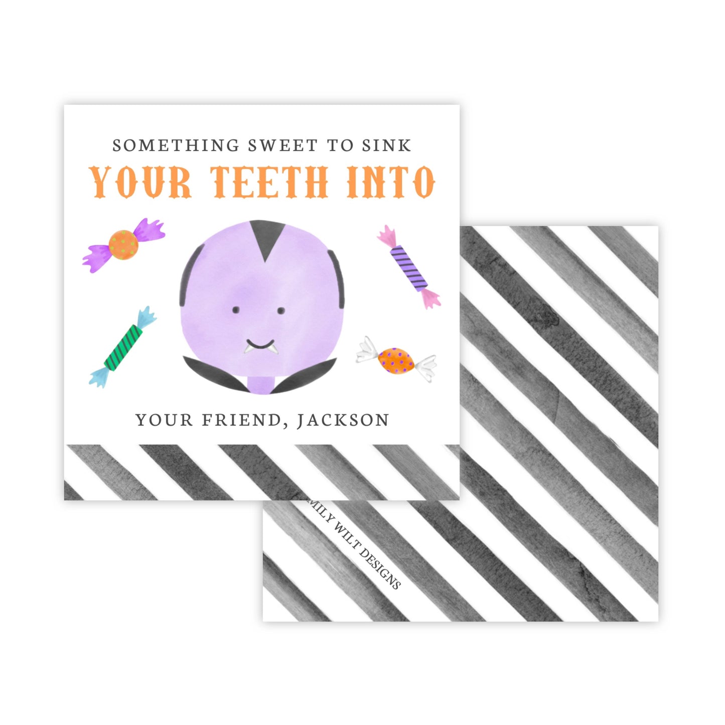 Kids Personalized Halloween Treat Tag - Vampire Candy