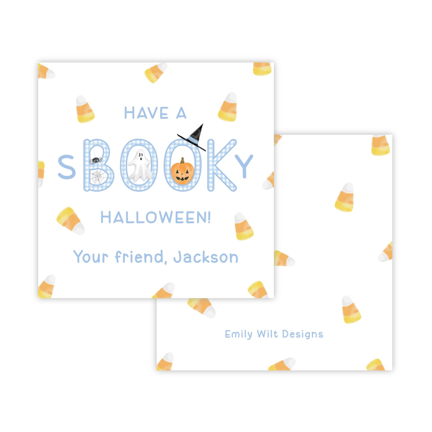 Kids Halloween Tags or Stickers - Book (Blue)