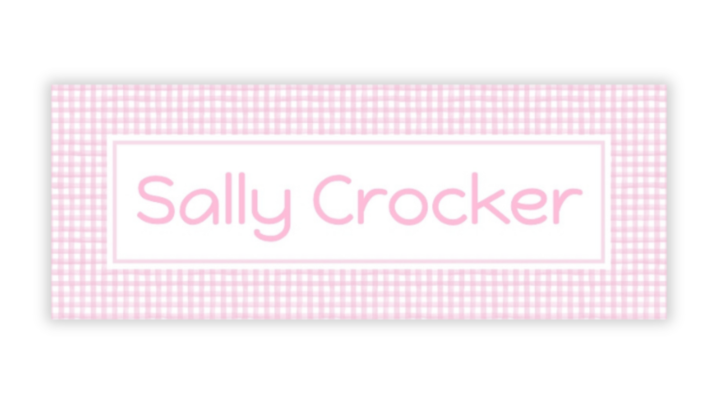 Personalized Water-Resistant Name Labels for School Supplies | 60 Pack (1x2.625") | Pink Gingham