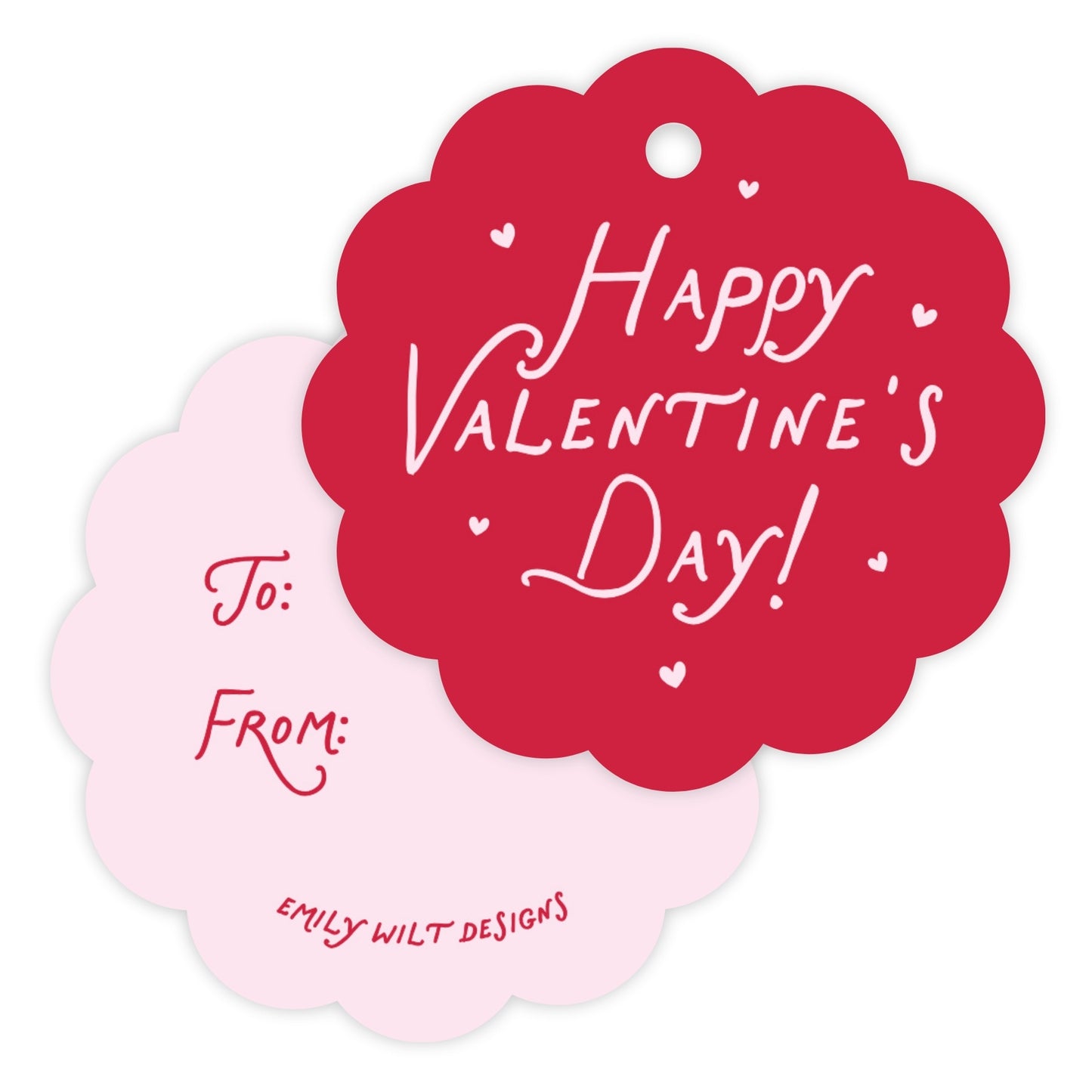 Happy Valentine's Day Scalloped Gift Tags (Red)