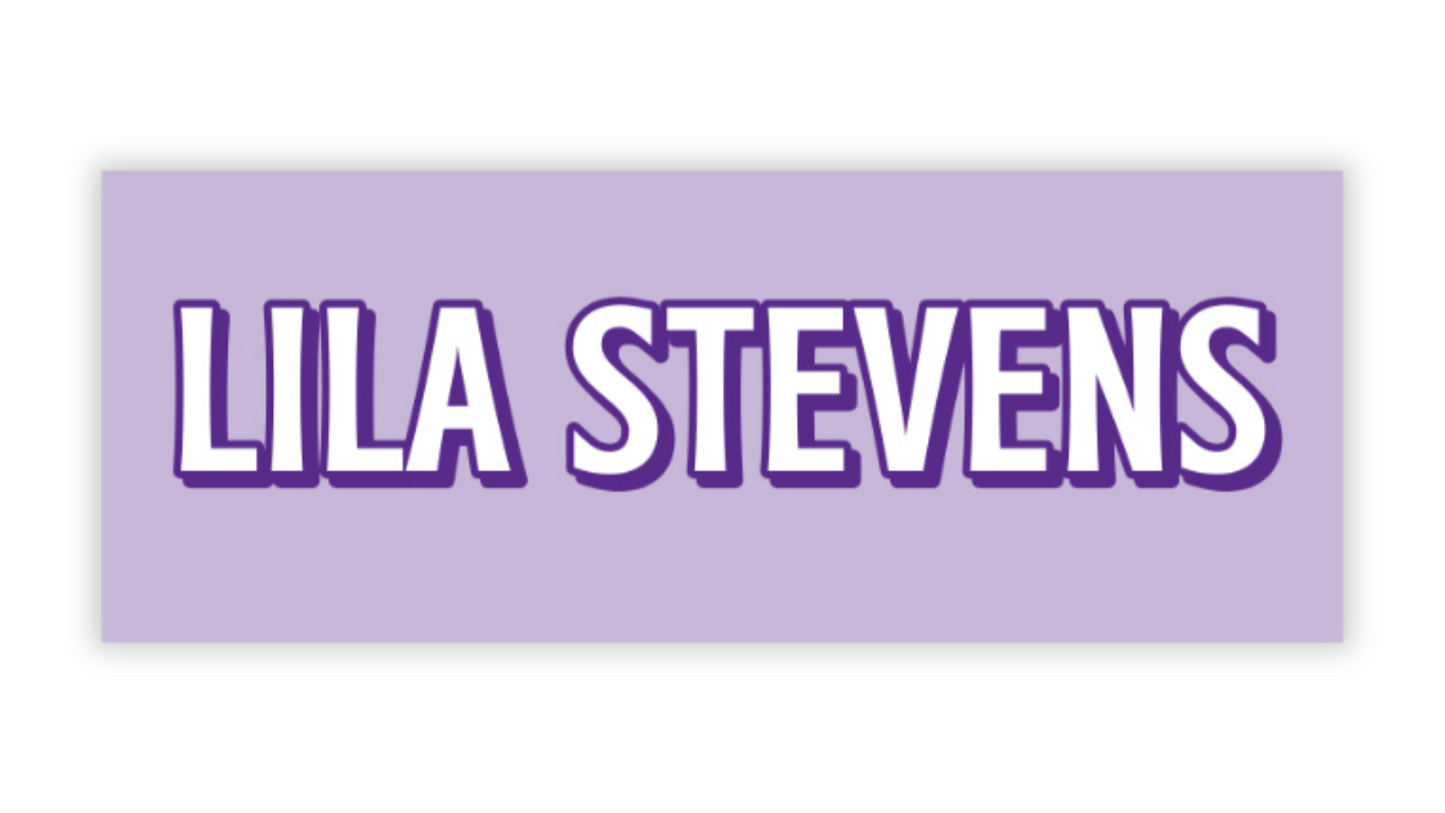 Personalized Water-Resistant Name Labels for School Supplies | 60 Pack (1x2.625") | Bubble Text - Purple