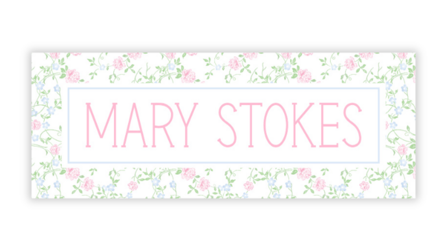 Personalized Water-Resistant Name Labels for School Supplies | 60 Pack (1x2.625") | Coquette Floral
