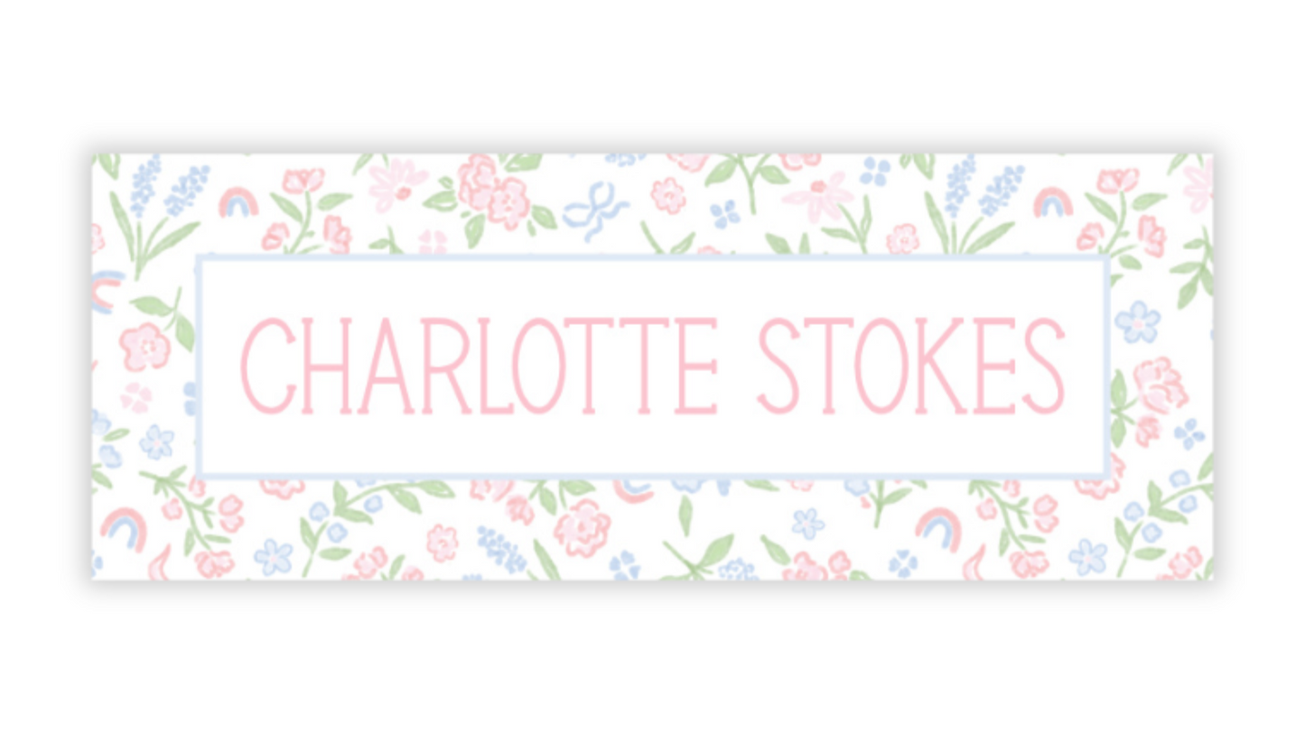 Personalized Water-Resistant Name Labels for School Supplies | 60 Pack (1x2.625") | Coquette Rainbows