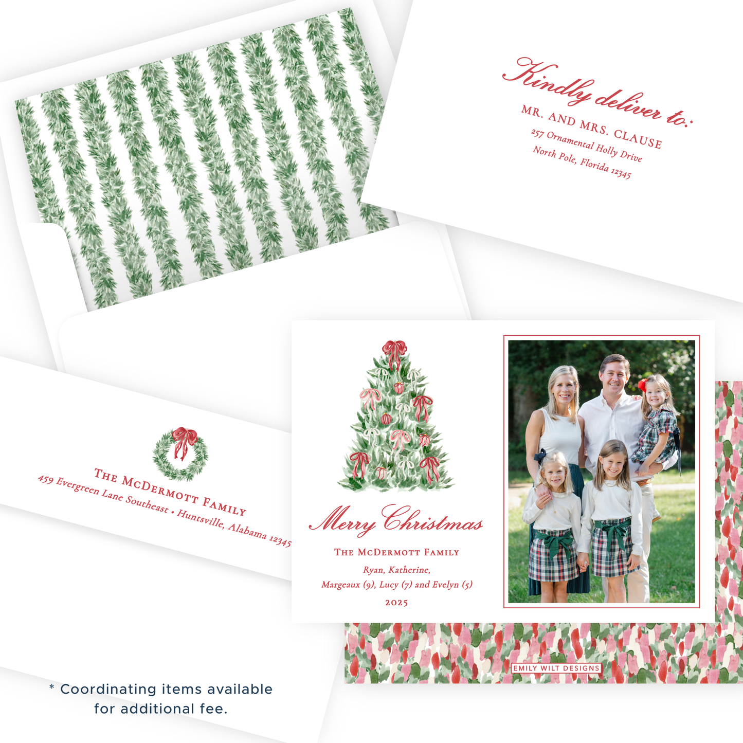 Christmas Photo Card - Tied with a Bow Tree - Landscape