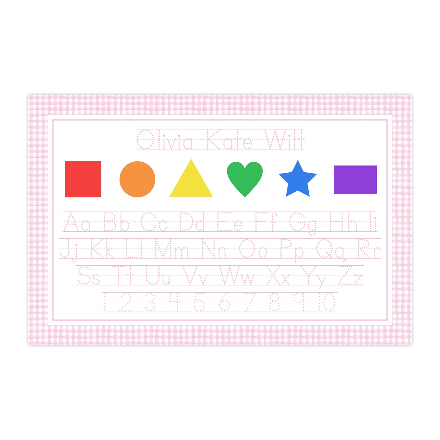 Laminated Shapes and Tracing Placemat (Pink)