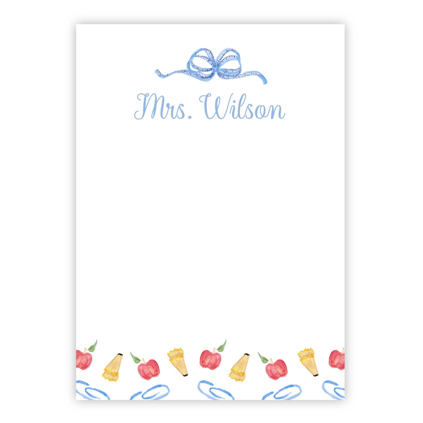 Blue Watercolor Personalized Teacher Notepad