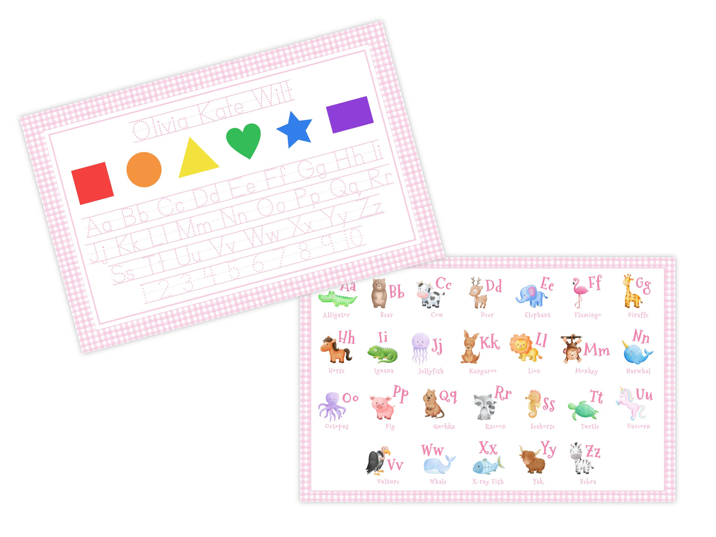 Laminated Shapes and Tracing Placemat (Pink)
