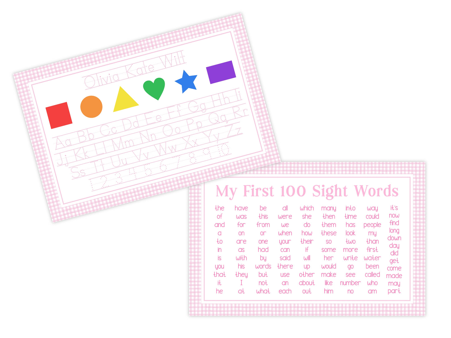 Laminated Shapes and Tracing Placemat (Pink)