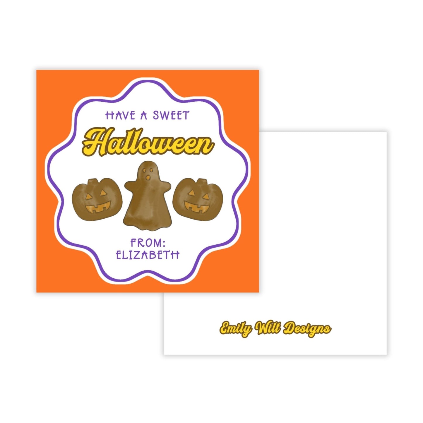 Kids Personalized Halloween Treat Tag - Peanut Butter Chocolate Candy