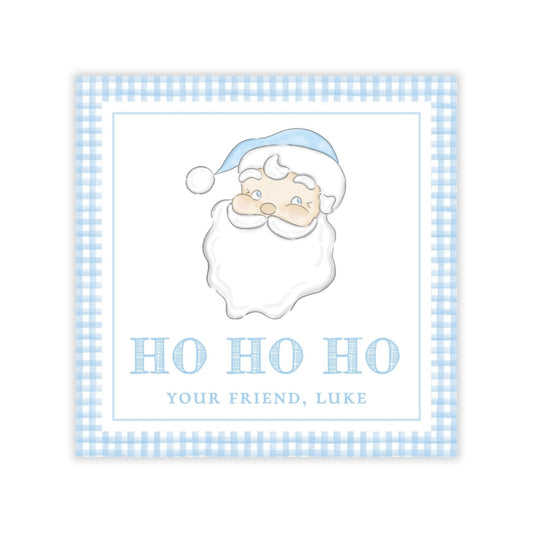 Holiday Gift Tags or Stickers for Kids - Santa (Blue)