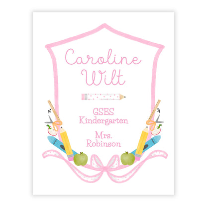 PRINTABLE Binder Cover - School Crest (Pink)